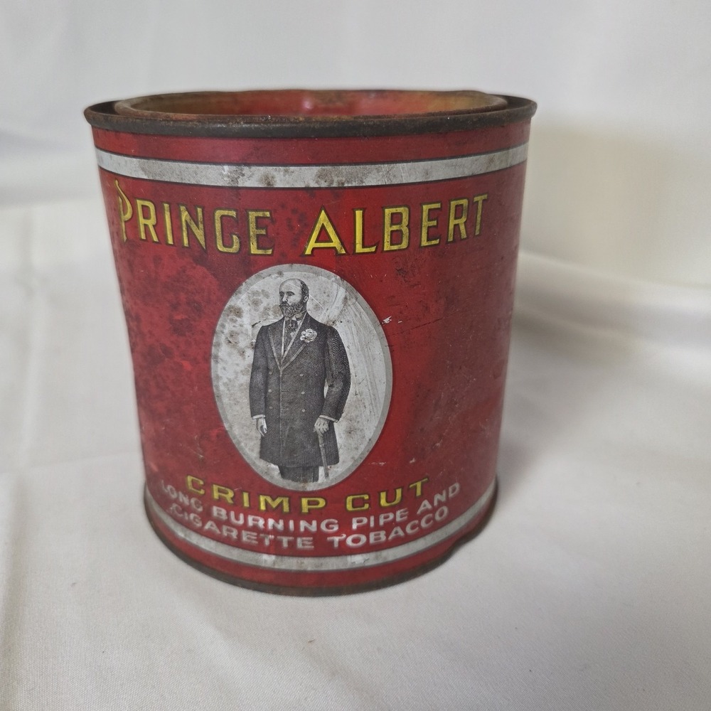 Prince Albert Vintage Crimp Cut Smoking Tobacco Large Red Metal Tin W/ Lid